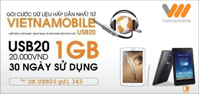 Đăng ký Gói USB20 Vietnamobile ưu đãi data tốc độ cao 2026